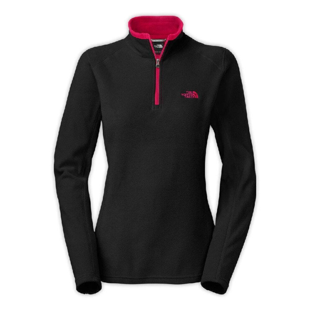 The North Face Black & Cerise‎ Pink Heather Glacier 1/4 Zip Fleece Jacket Size S